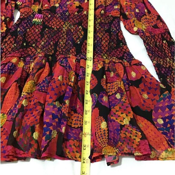 FARM Rio Daisy Hearts Smocked Drop Waist Mini Dress Size Small - Picture 8 of 11